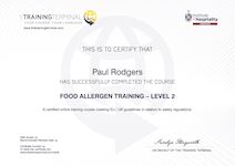 Food Allergen Certificate