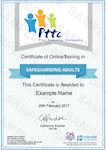 PTTC E-Learning - Safeguarding Adults Training - Sample Certificate