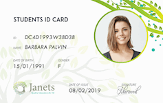 Janets Student id card