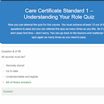 Care Certificate Quiz Question