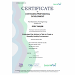 Understand the Actions to Take to Create a Mentally Healthy Environment - Level 1 - eLearning Course - CPD Certified - LearnPac Systems UK -
