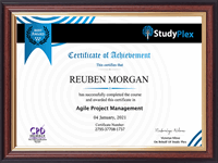Sample Certificate of Achievement from Study Plex