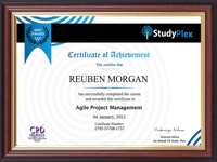 Sample Certificate of Achievement from Study Plex