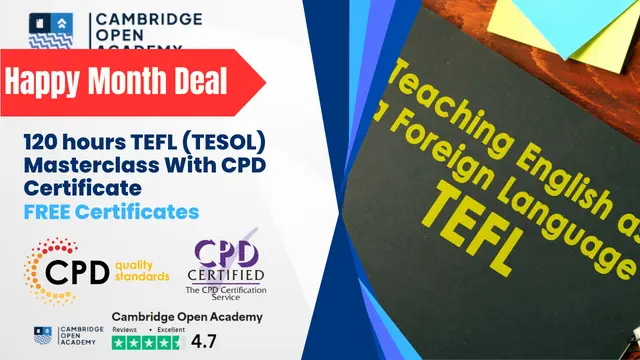 120 hours TEFL (TESOL) Masterclass With CPD Certificate