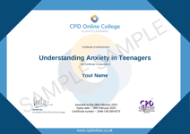 Understanding Anxiety in Teenagers Certificate 