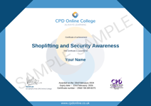 CPD Certificate - Shoplifting and Security Awareness