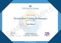 CPD Certificate - Remote Work Training for Managers
