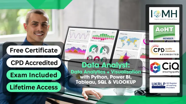 Data Analyst: Data Analytics + Visualisation with Python, Power BI, Tableau, SQL & VLOOKUP