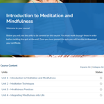 Introduction to meditation and mindfulness Unit Overview