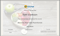Become your own nutritionist Cert
